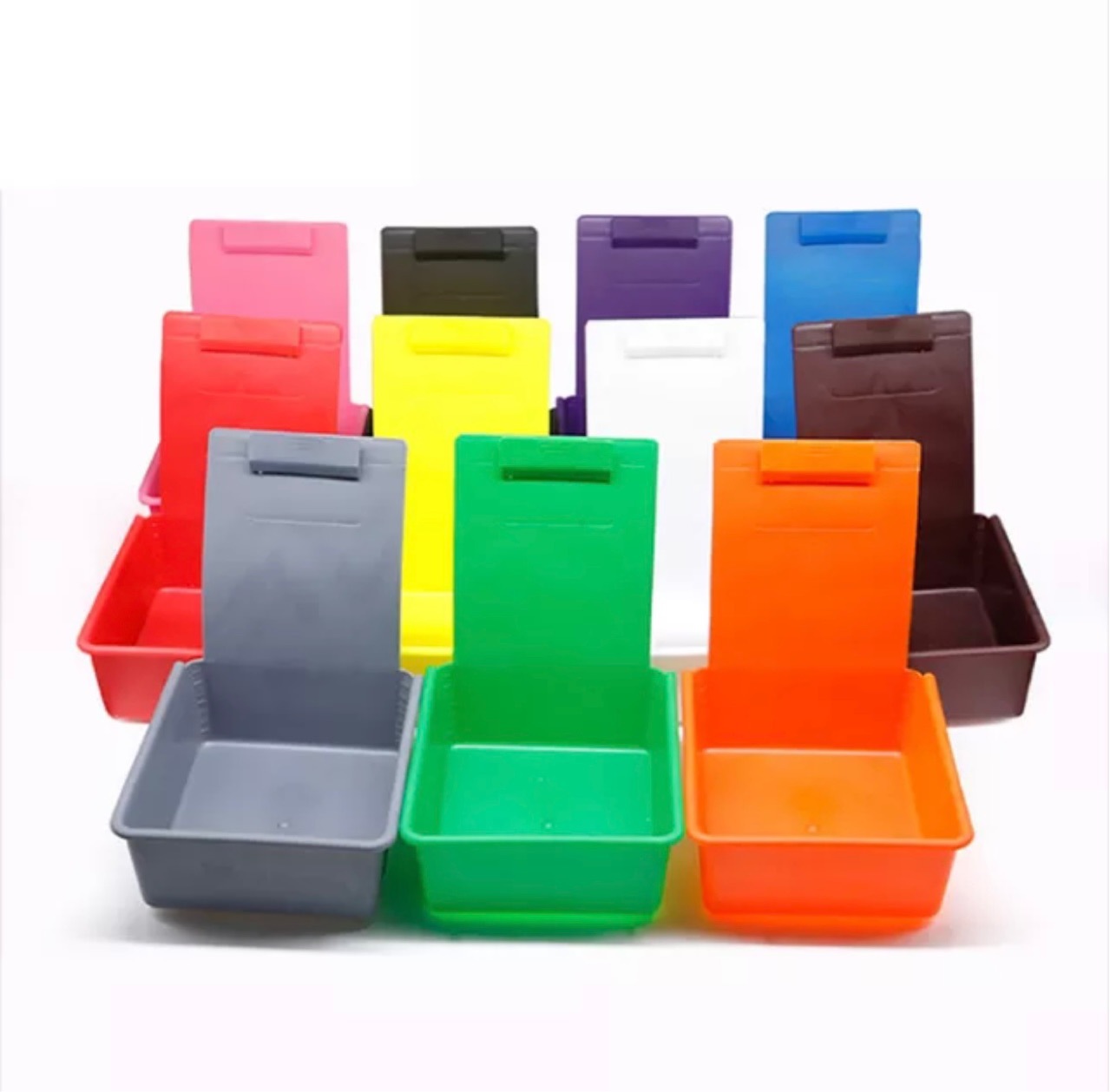 Dental colorful work tray neaten case plastic dental lab box for dental work with clip holder